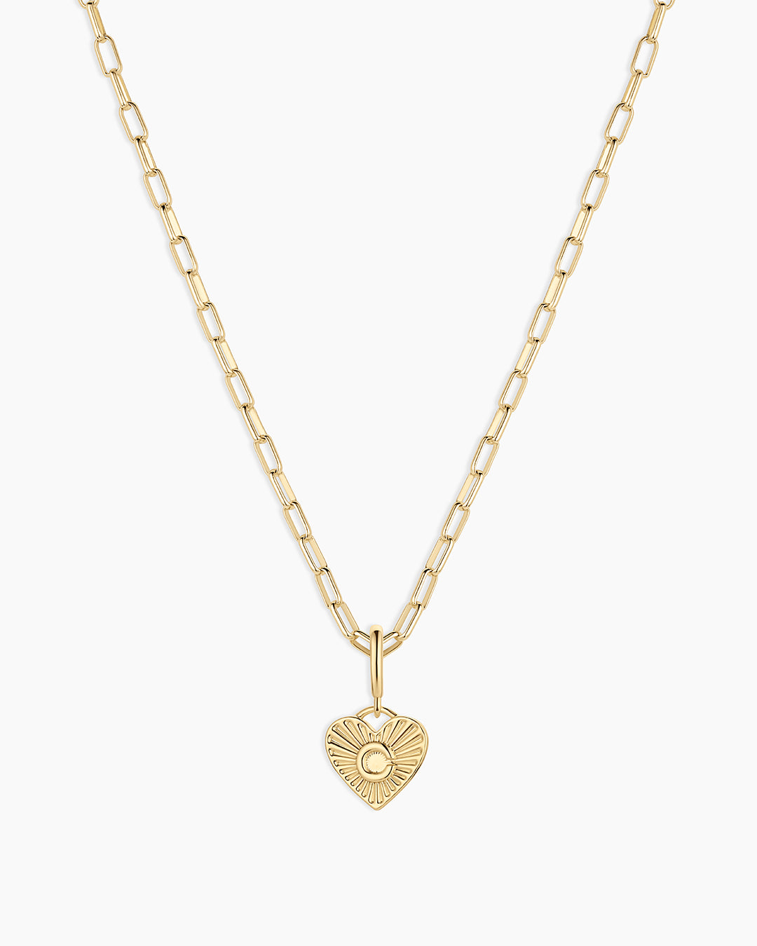 Vintage Heart Alphabet Charm Necklace - C || option::18K Gold Plated, C