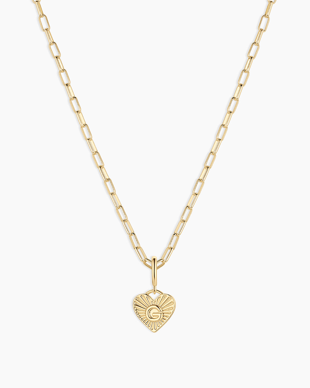 Vintage Heart Alphabet Charm Necklace -  G || option::18K Gold Plated, G