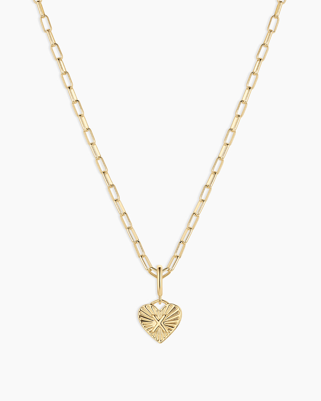Vintage Heart Alphabet Charm Necklace -  X || option::18K Gold Plated, X