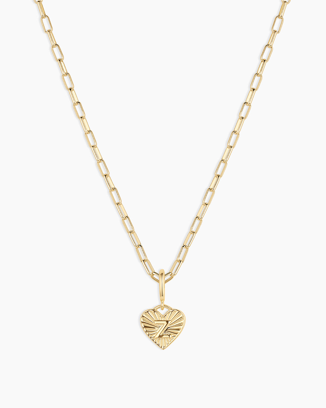 Vintage Heart Alphabet Charm Necklace -  Z || option::18K Gold Plated, Z