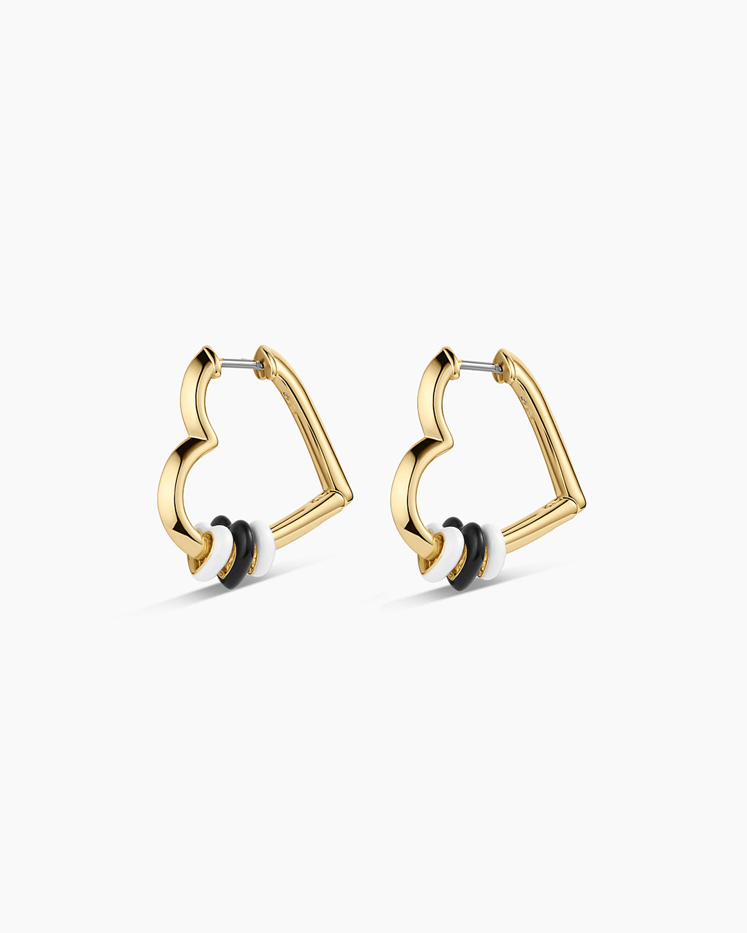 Campbell Heart Bead Hoops || option::18K Gold Plated, Black