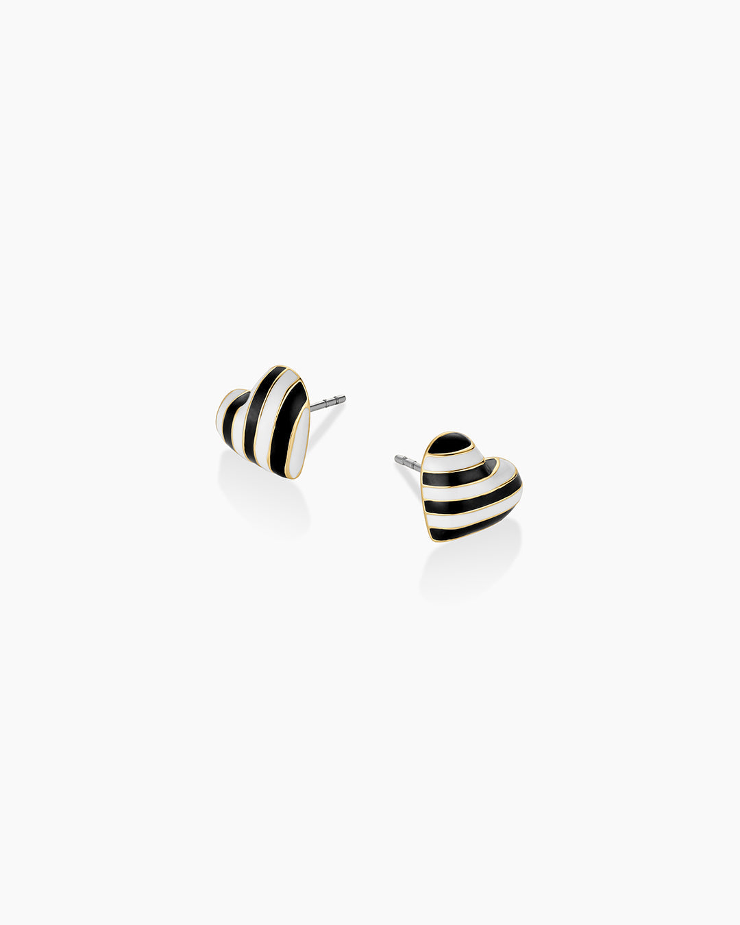 Campbell Enamel Heart Studs || option::18K Gold Plated, Black