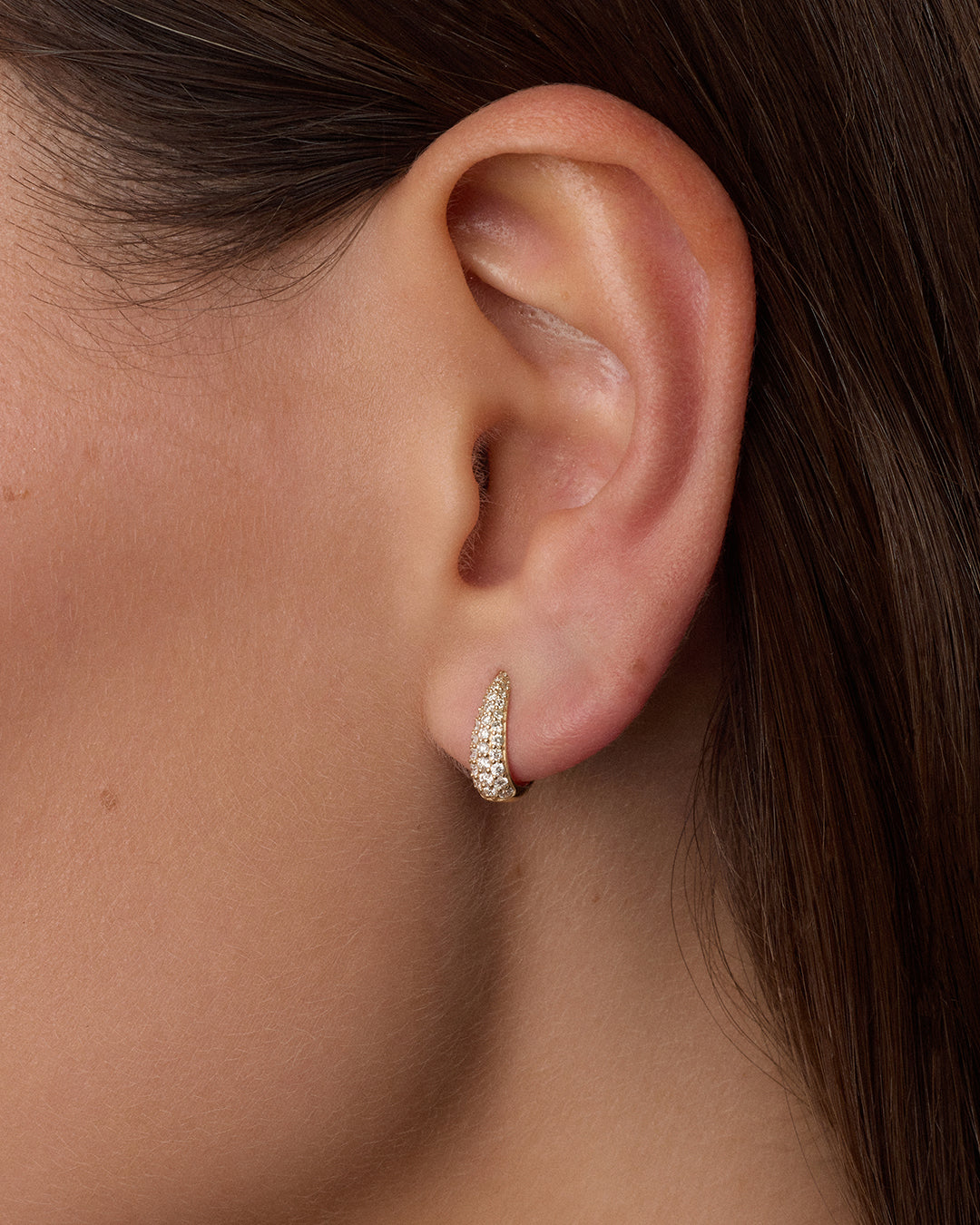 Diamond Banks Huggies || option::14K Solid Gold, 11mm