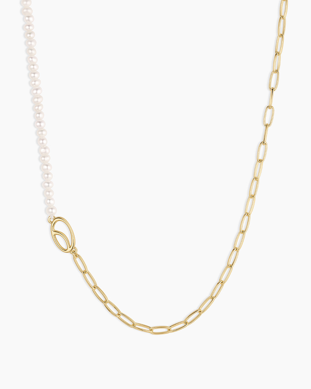 Lou Pearl Alphabet Necklace || option::18K Gold Plated, O