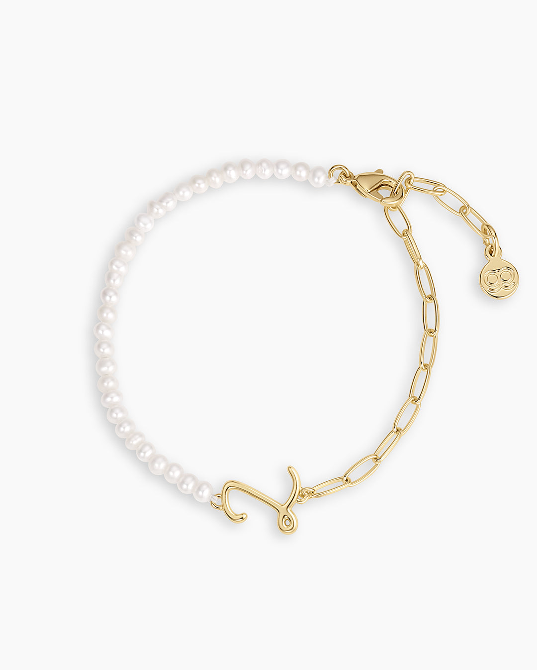 Lou Pearl Alphabet Bracelet || option::18K Gold Plated, Z