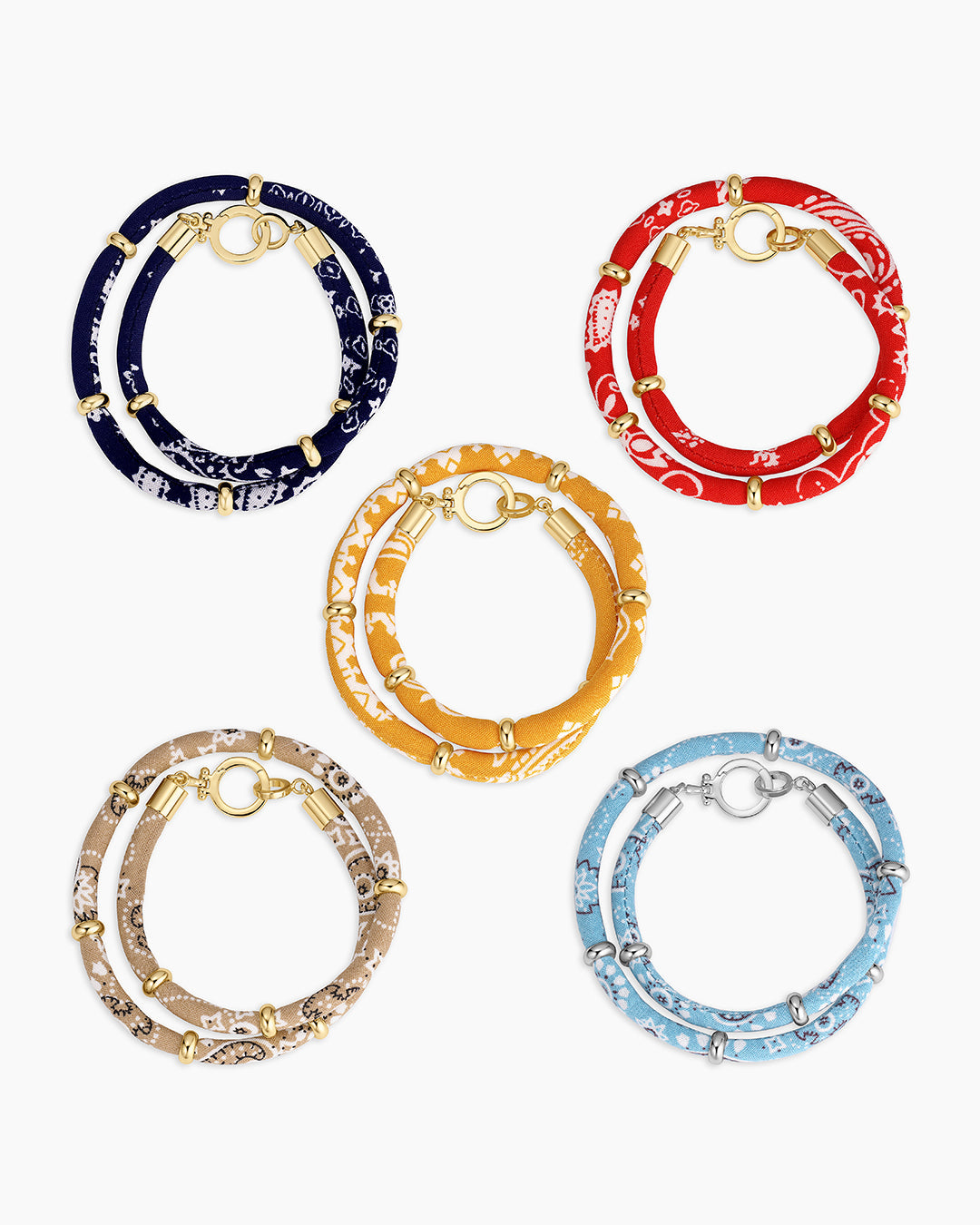 Paisley Bandana Wrap Bracelet || option::18K Gold Plated, Taupe
