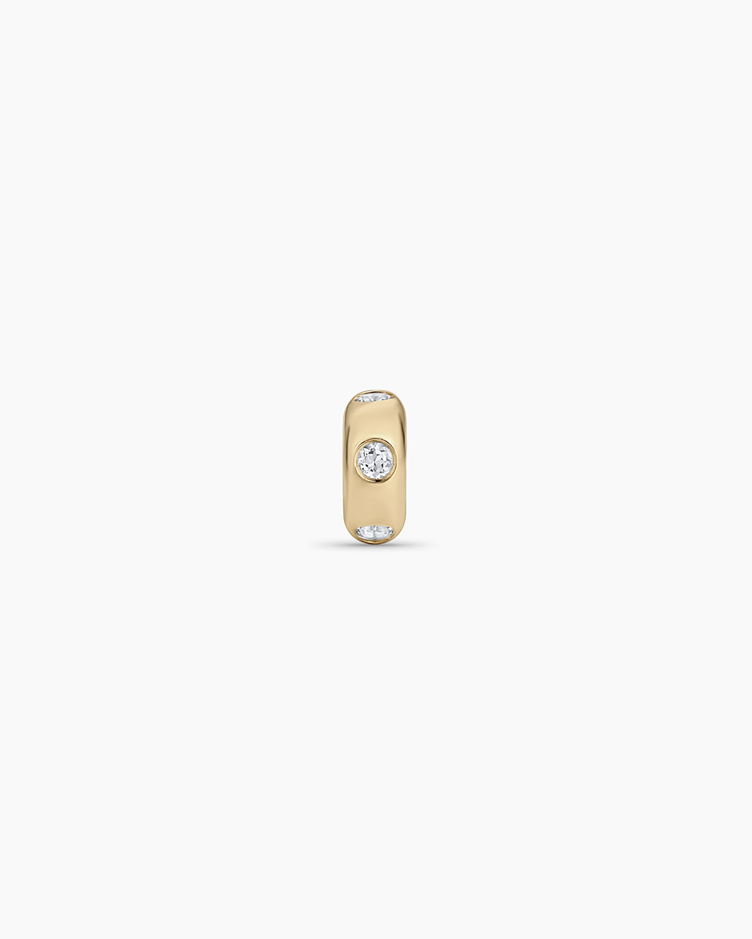 14K Gold Birthstone Halo Charm || option::14K Solid Gold, White Topaz - April