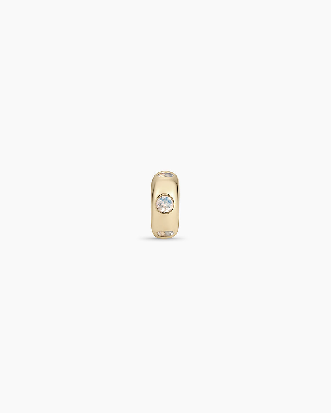 14K Gold Birthstone Halo Charm || option::14K Solid Gold, Moonstone - June