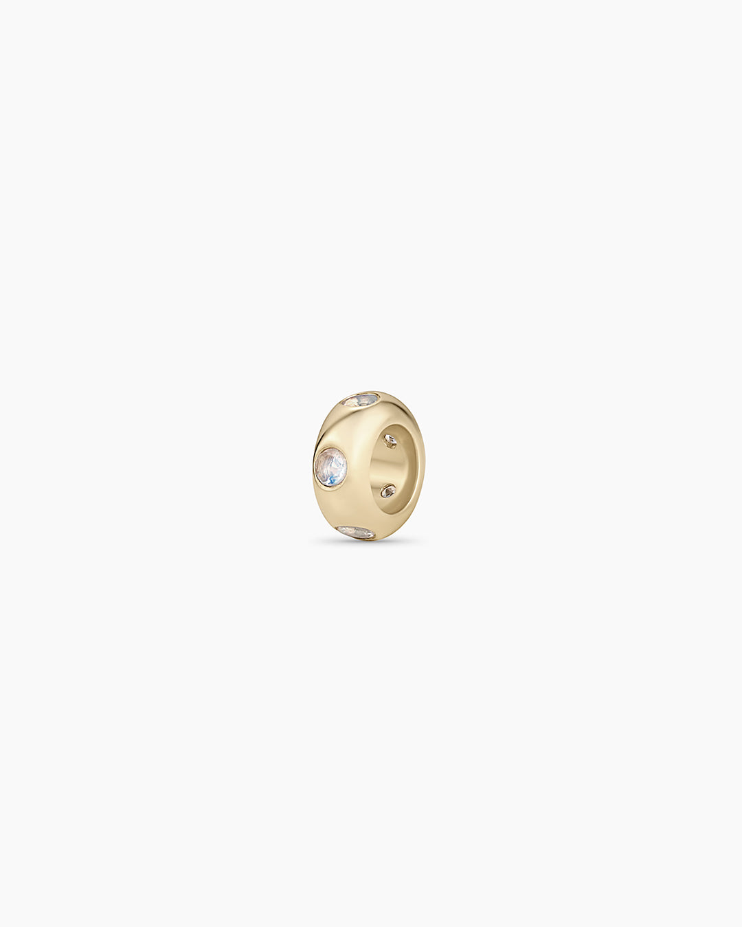 14K Gold Birthstone Halo Charm || option::14K Solid Gold, Moonstone - June