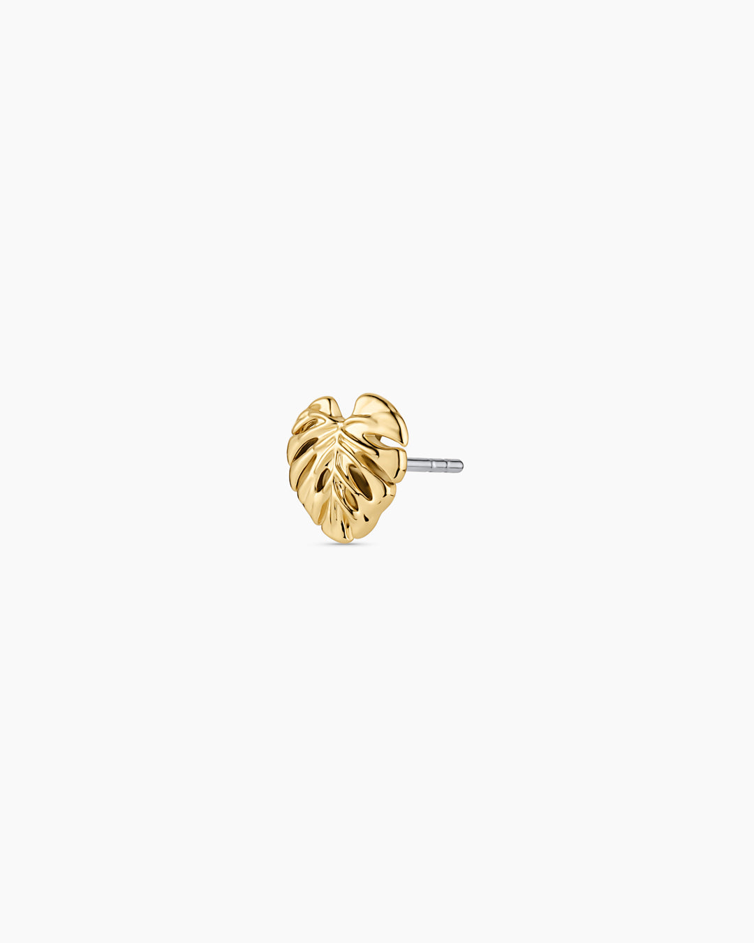Monstera Single Stud || option::18K Gold Plated