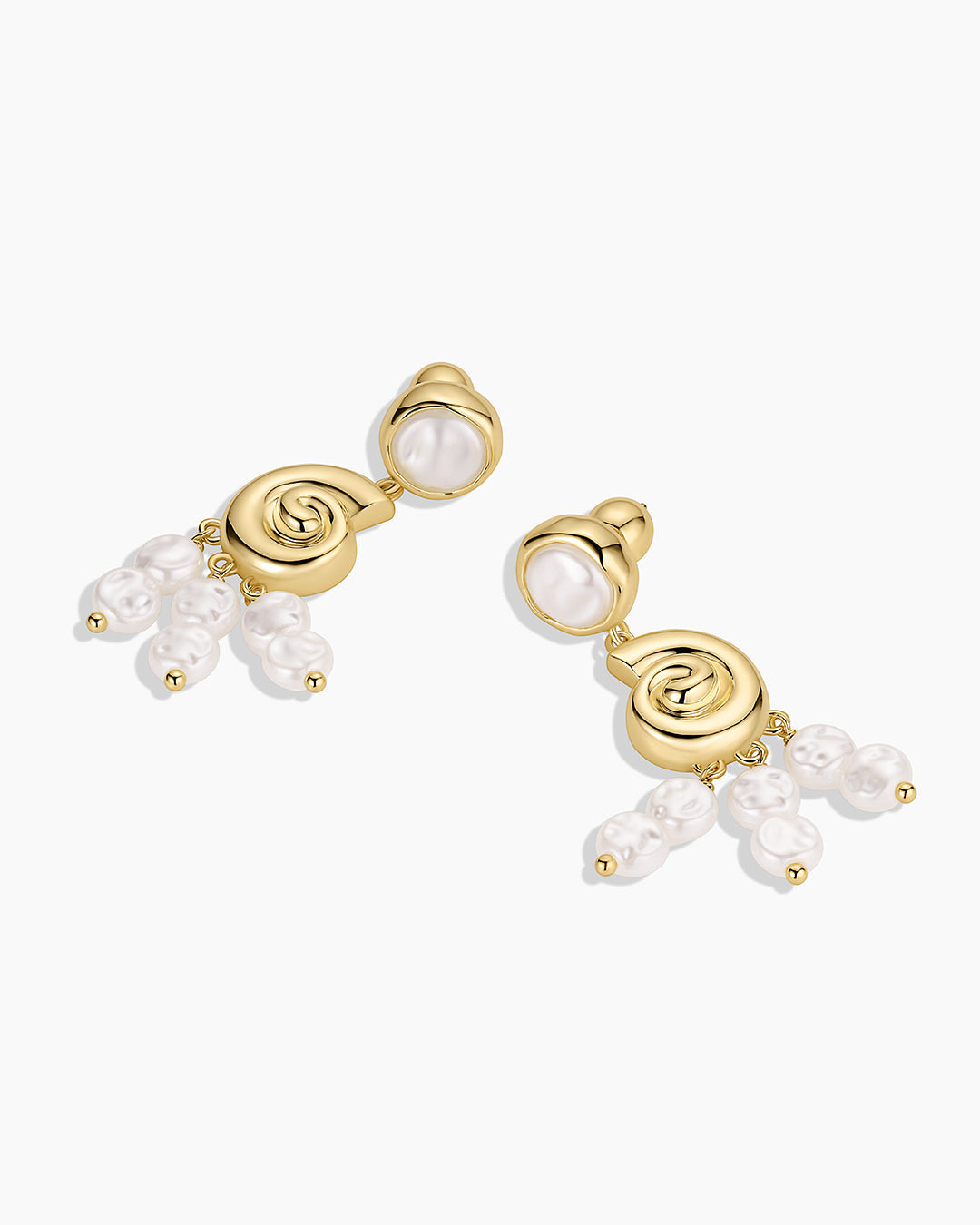 Reese Pearl Nautilus Earrings || option::18K Gold Plated
