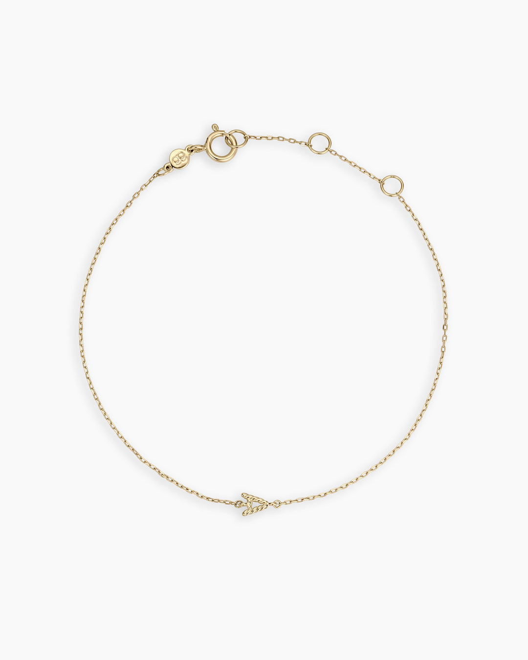 14k Gold Crew Alphabet Bracelet || option::14K Solid Gold, A