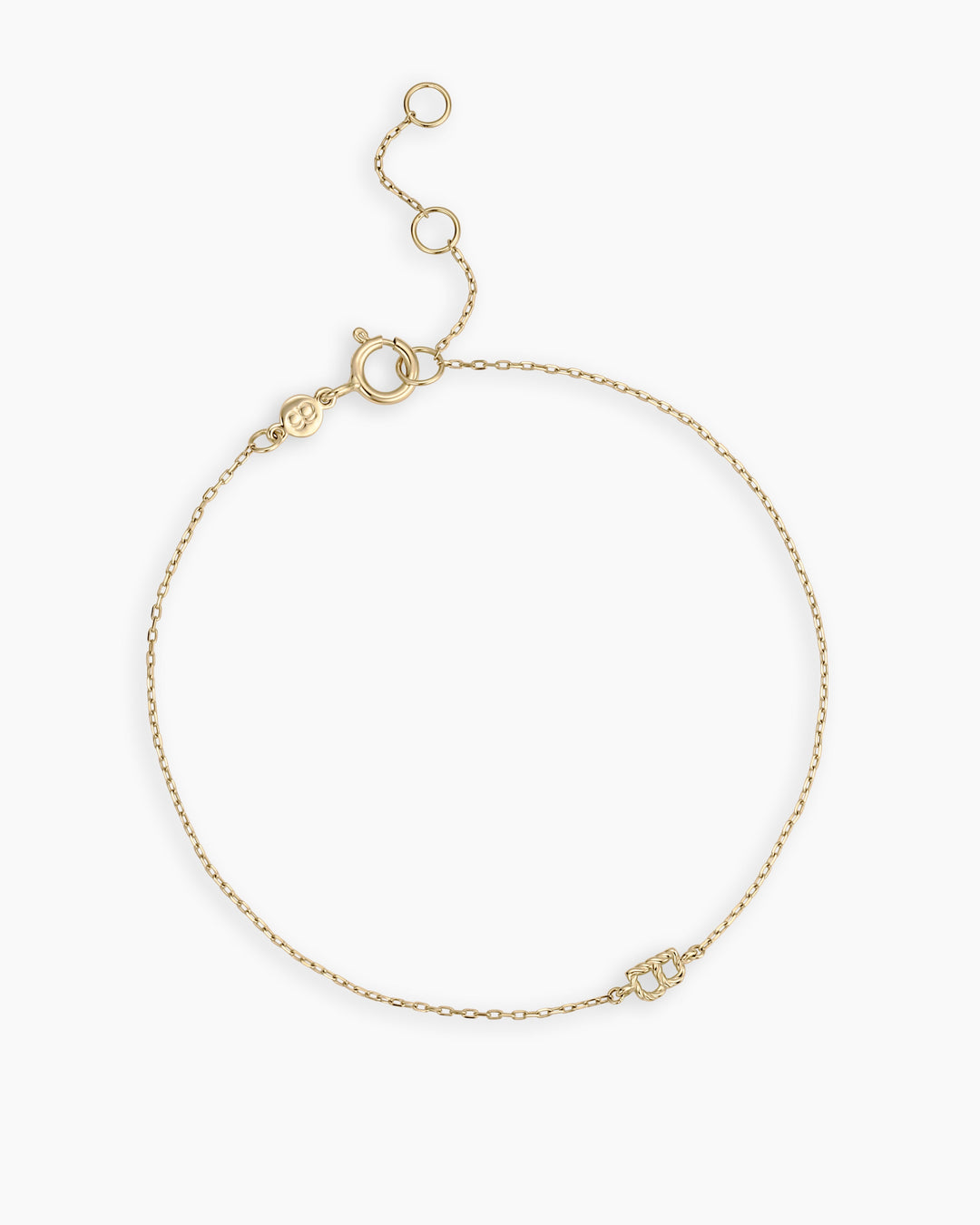 14k Gold Crew Alphabet Bracelet || option::14K Solid Gold, B