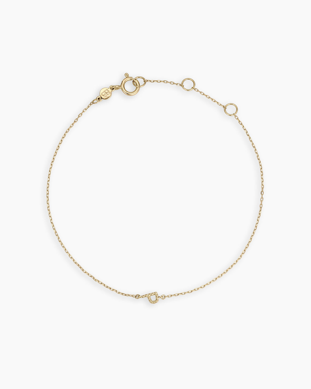 14k Gold Crew Alphabet Bracelet || option::14K Solid Gold, P