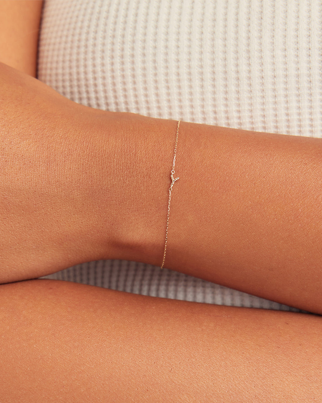 14k Gold Crew Alphabet Bracelet || option::14K Solid Gold, Y