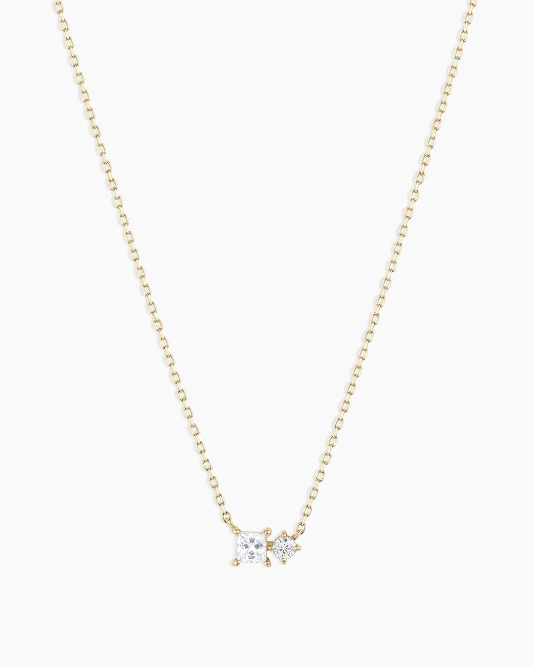 Diamond and White Sapphire Necklace || option::14K Solid Gold
