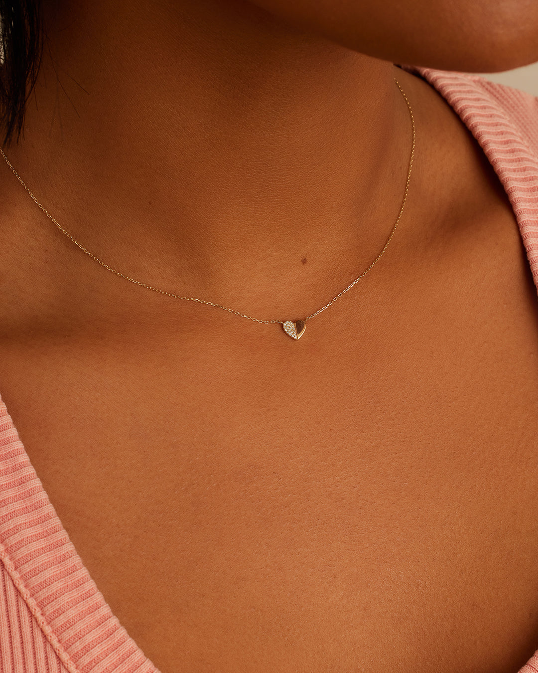 Diamond Bond Necklace || option::14K Solid Gold, Set