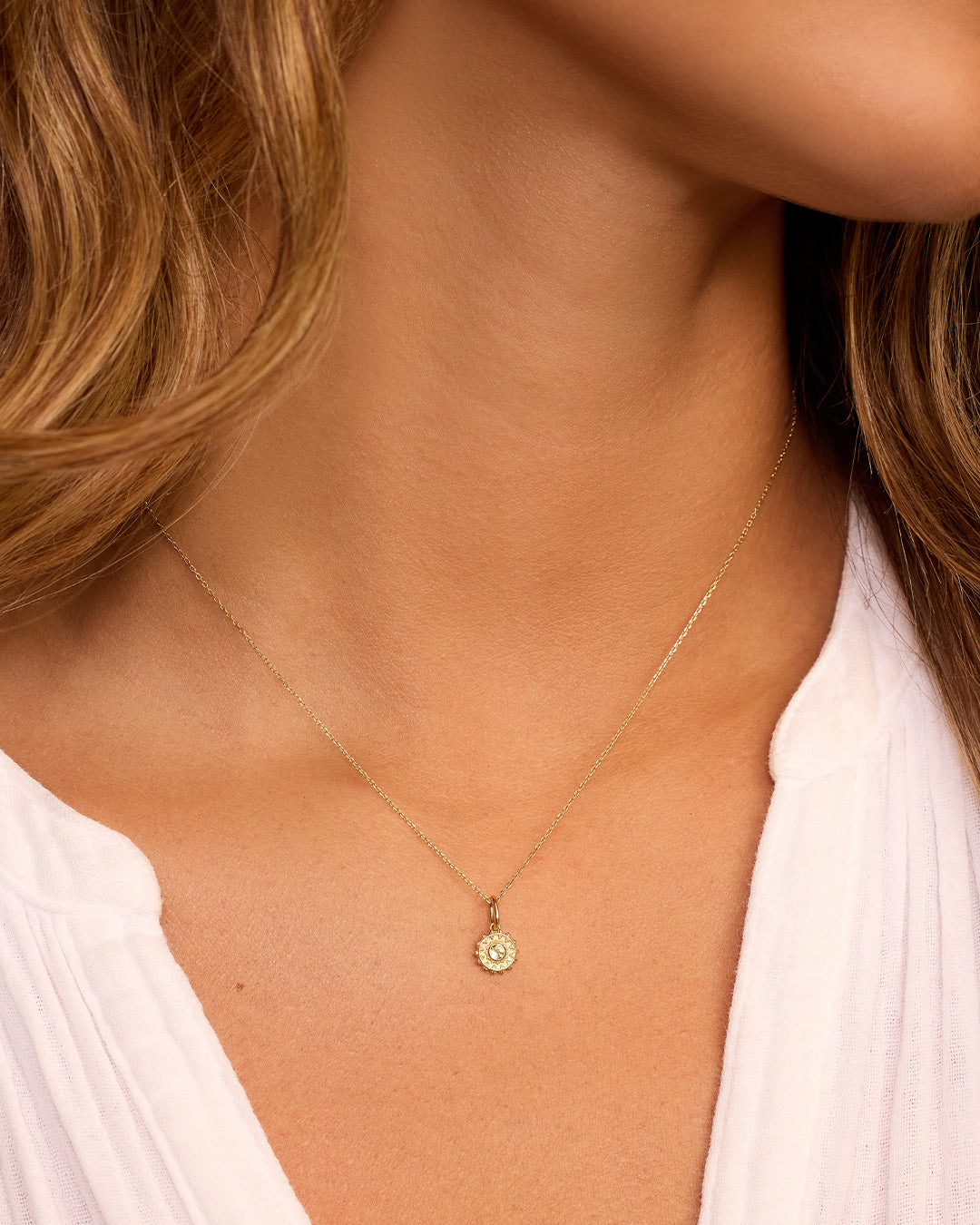 Sun Birthstone Charm || option::14K Solid Gold, Peridot - August
