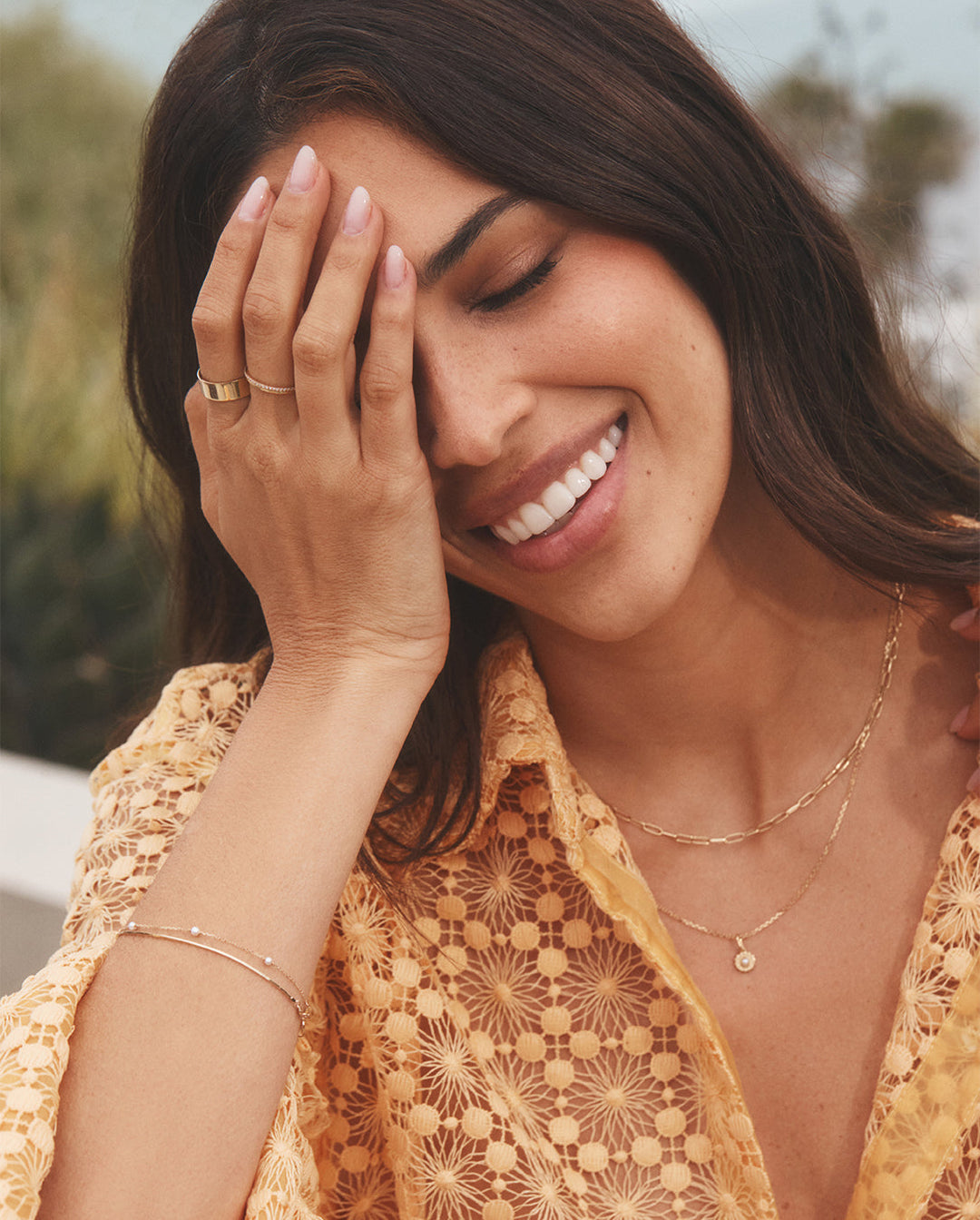 Sun Birthstone Charm Necklace || option::14K Solid Gold, White Topaz - April || set::sun-birthstone-charm-june-stl