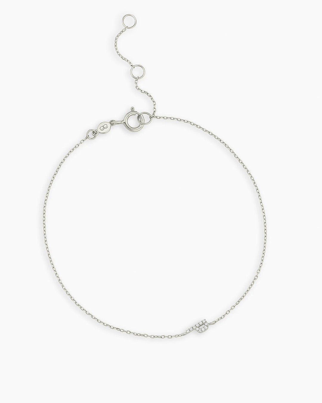 Diamond Pavé Alphabet Bracelet #P || option::14K Solid White Gold, P