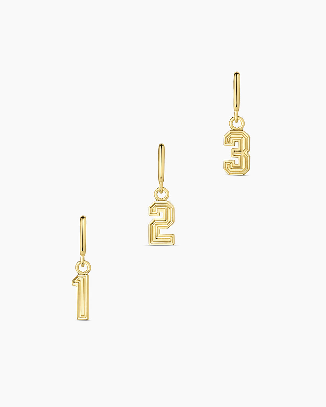 18K gold plated numbers charms