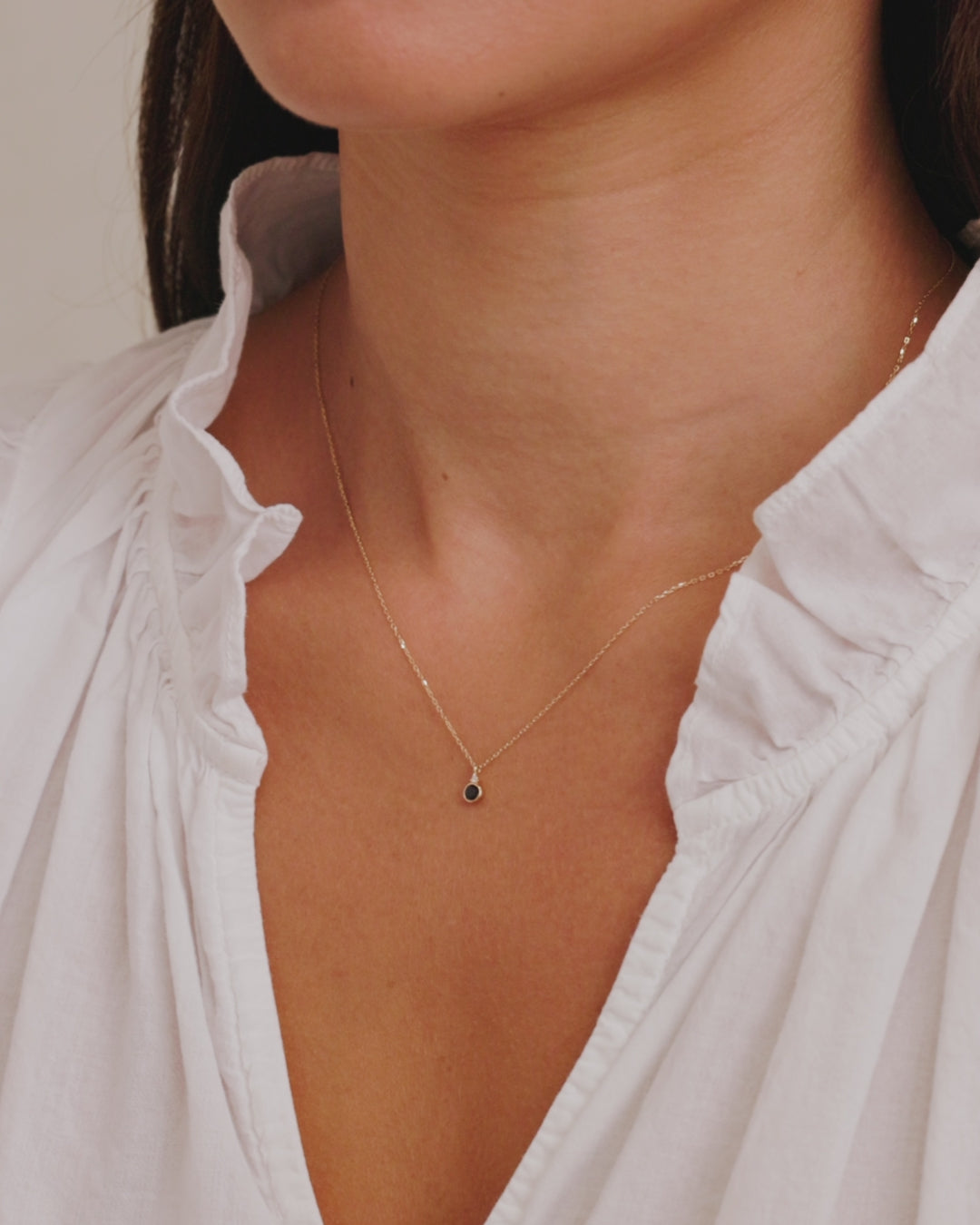 Blue Topaz Birthstone Necklace || option::14K Solid Gold, Blue Sapphire - September