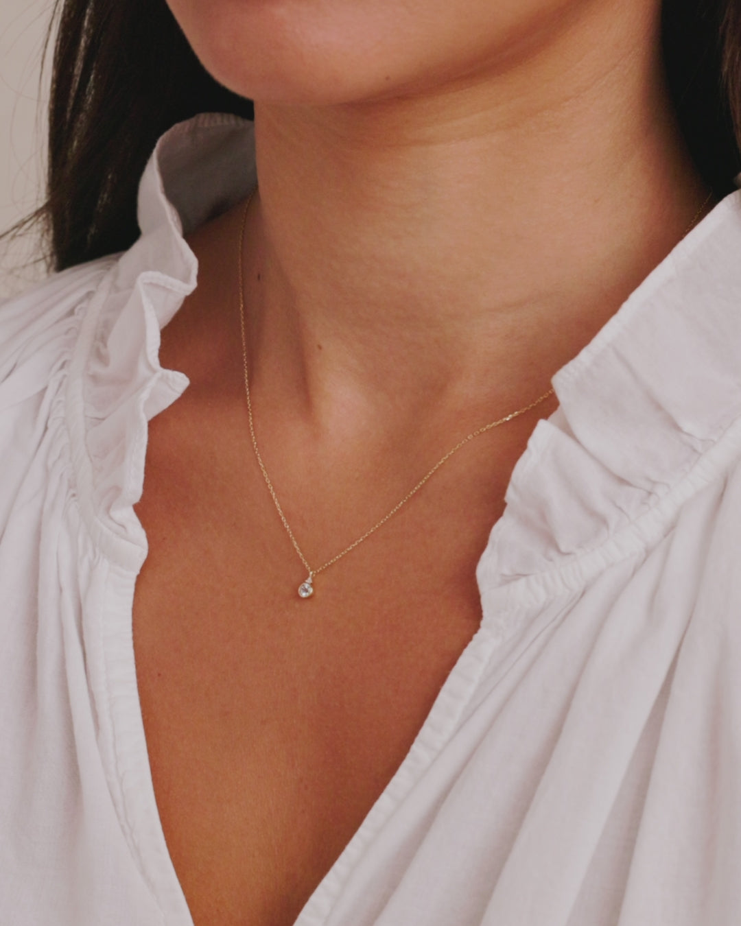Diamond Birthstone Necklace || option::14K Solid Gold, Diamond - April