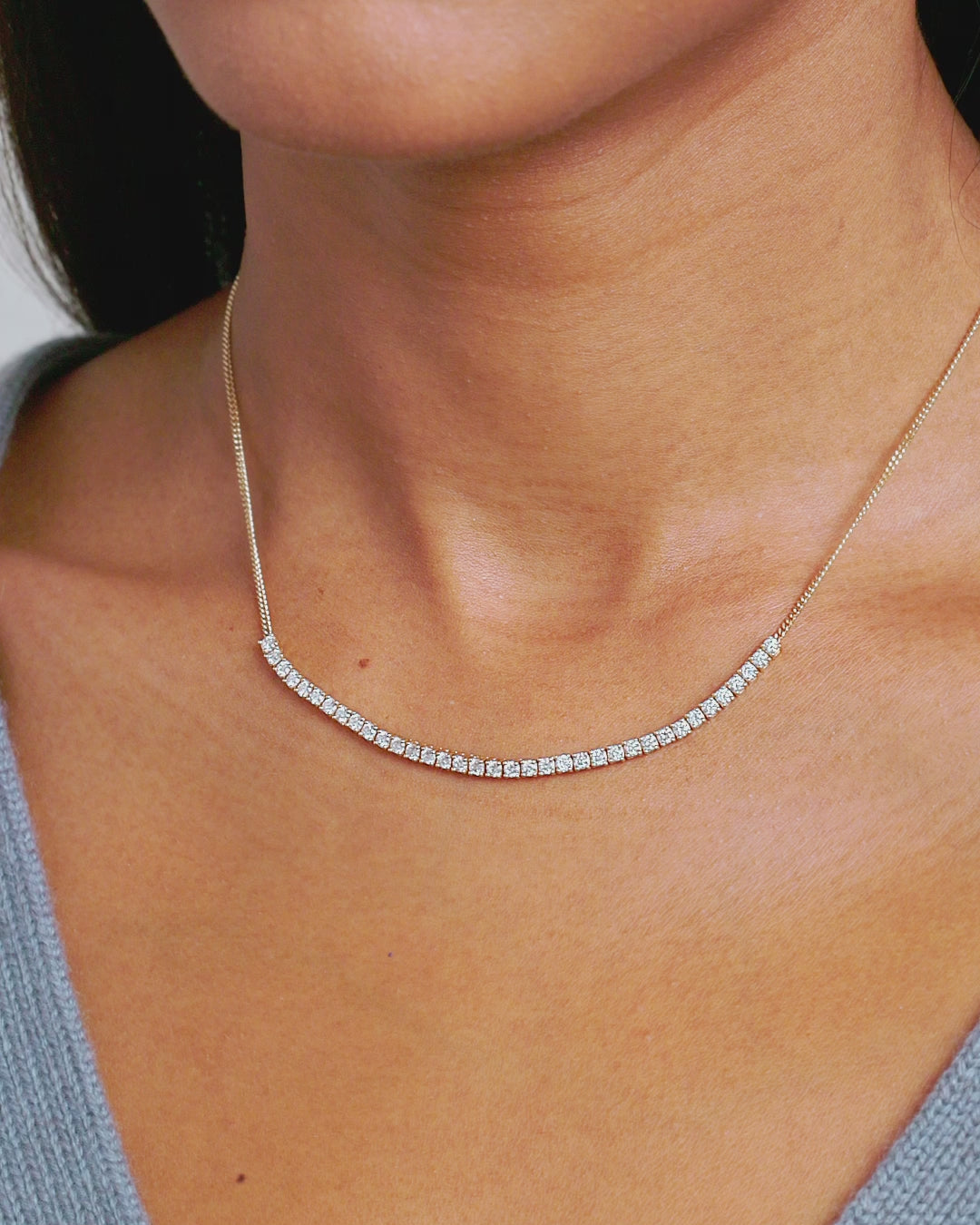 Diamond Melbourne Statement Row Necklace || option::14K Solid Gold