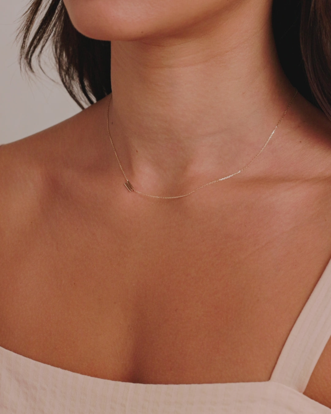 Alphabet Necklace || option::14K Solid Gold, M