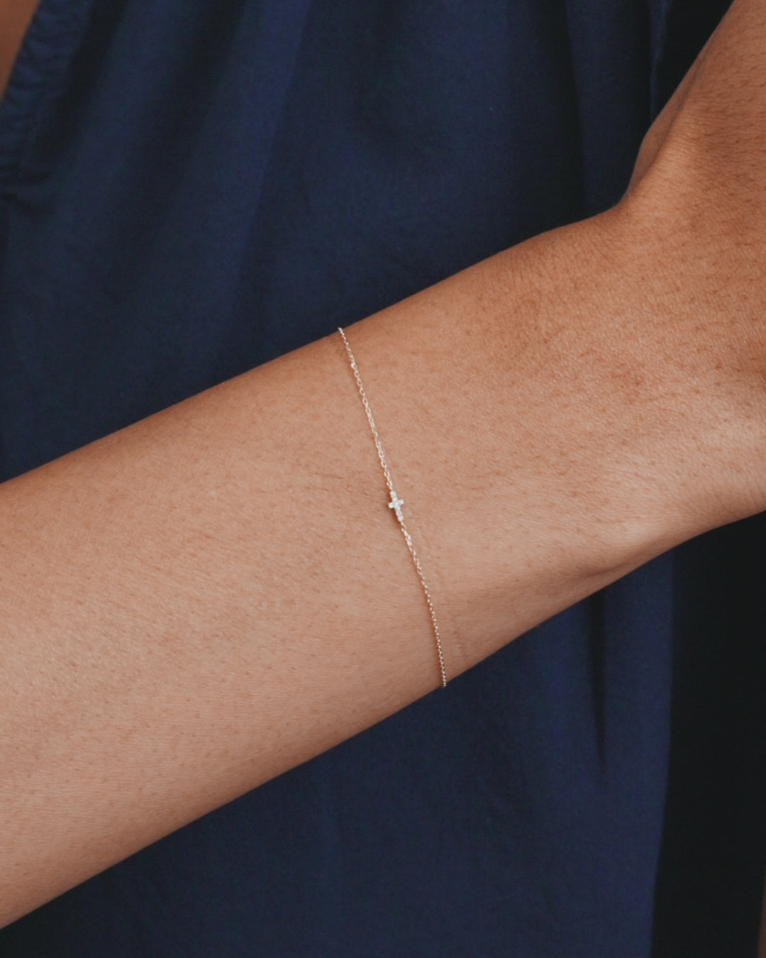 Diamond Cross Bracelet || option::14K Solid Gold