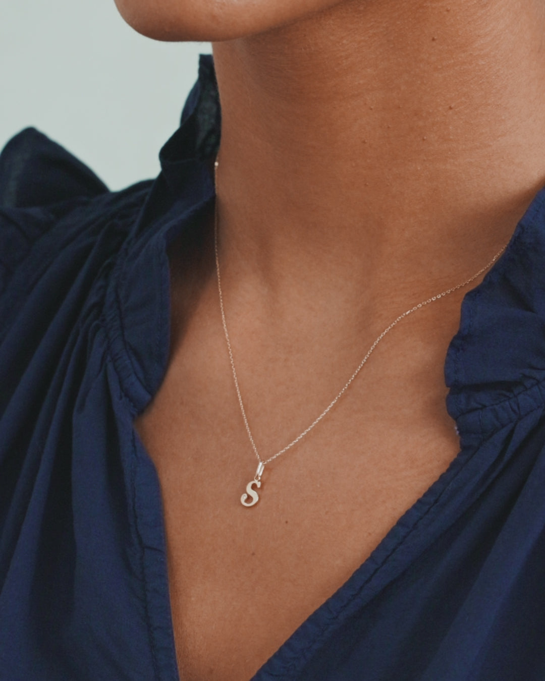 Diamond Vintage Alphabet Charm || option::14K Solid Gold, S
