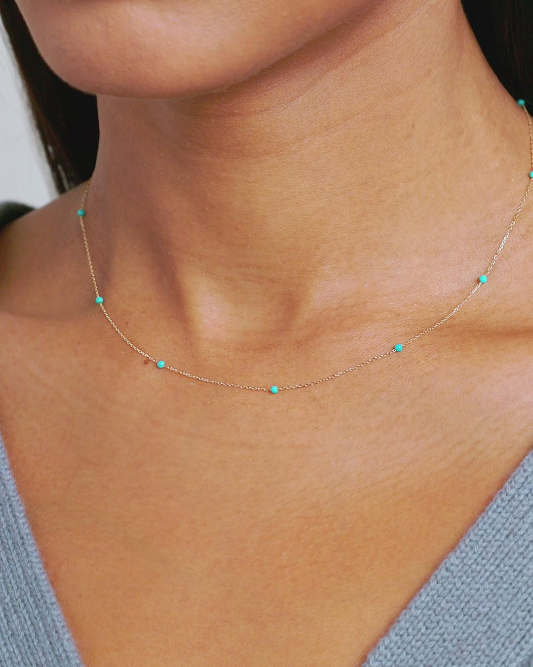 Turquoise Newport Necklace || option::14K Solid Gold