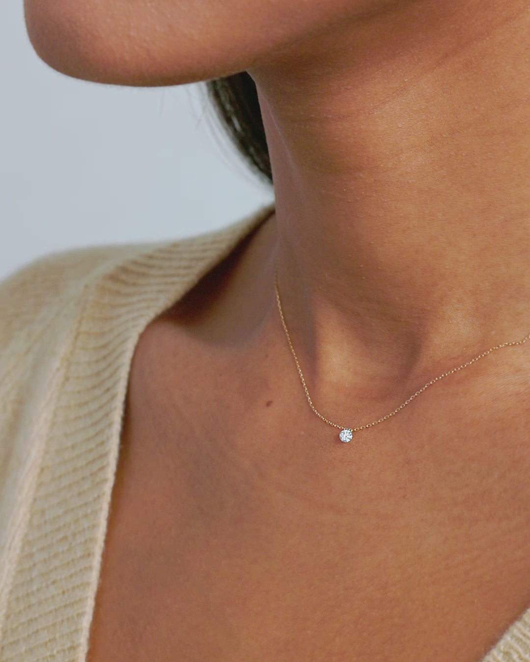 Floating Diamond Necklace || option::18K Solid Gold