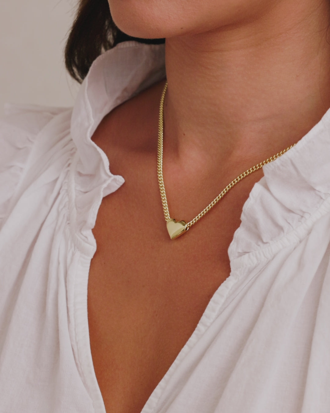 Lou Heart Charm Necklace || option::18K Gold Plated