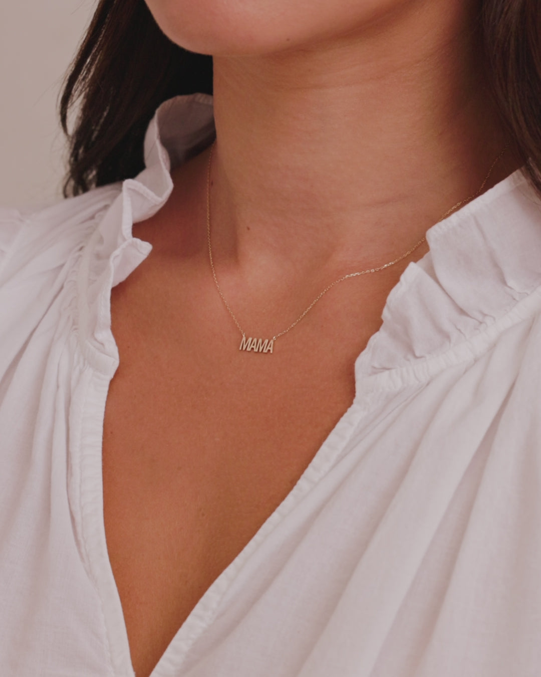 Mama Necklace || option::14K Solid Gold