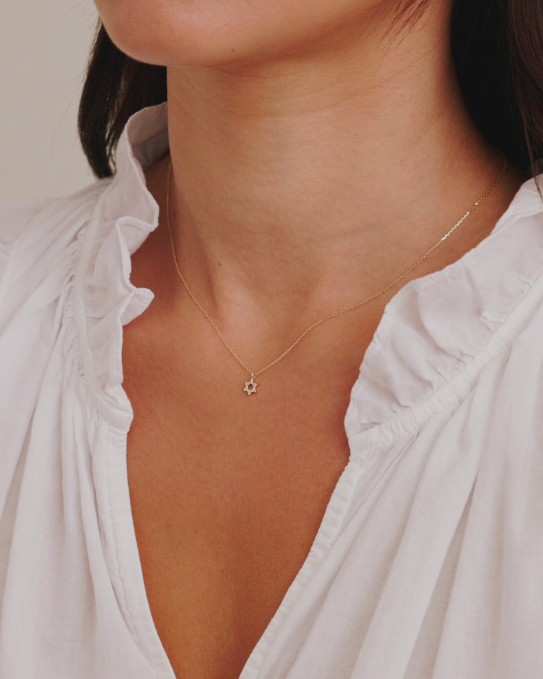Diamond Star Of David Necklace || option::14K Solid Gold