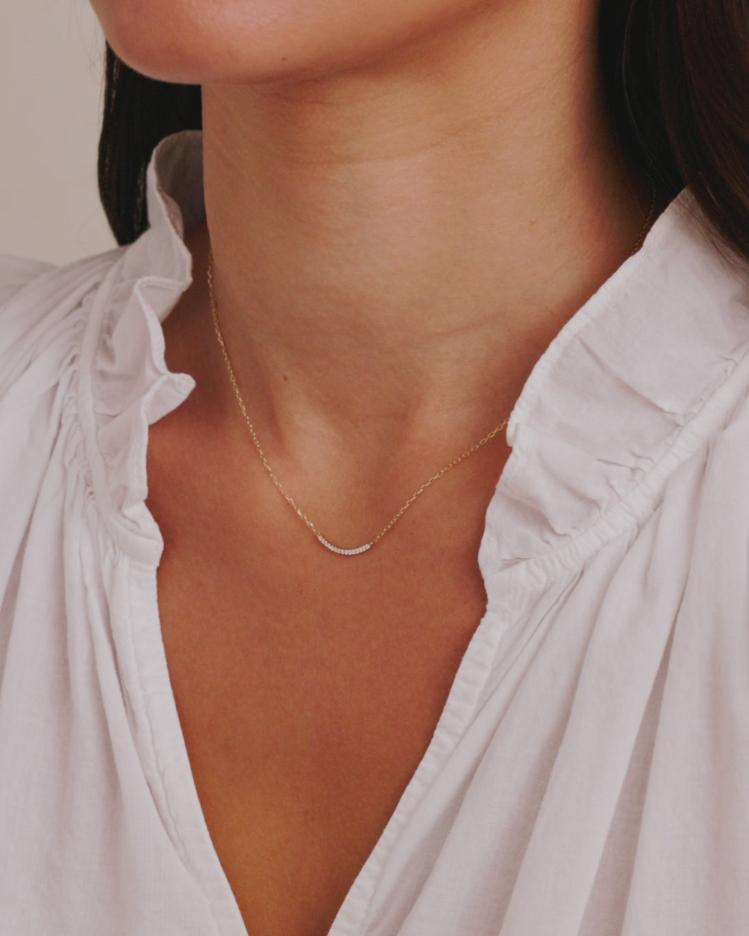 Diamond Taner Bar Mini Necklace || option::14K Solid Gold