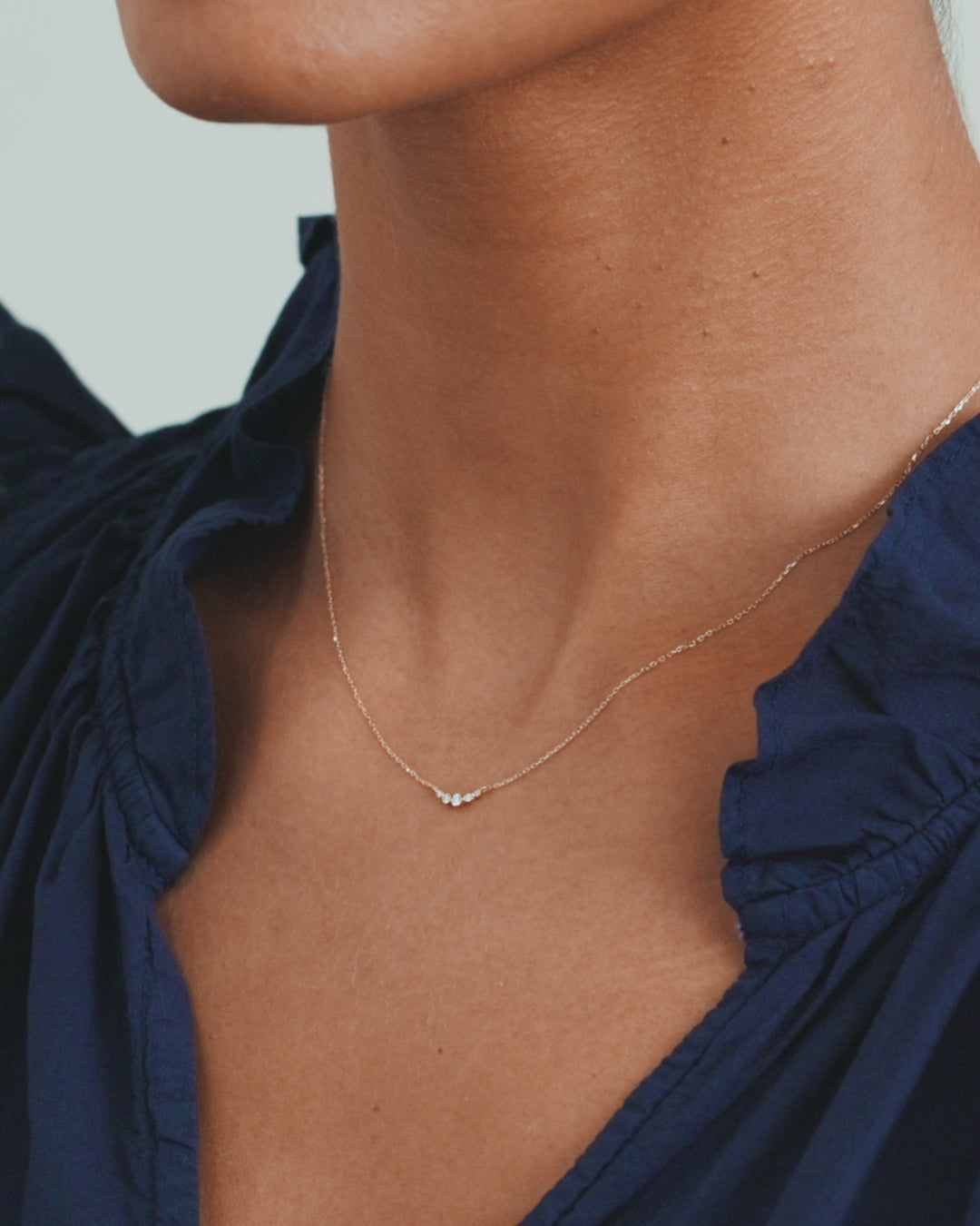 Elle Diamond Cluster Necklace || option::14K Solid Gold