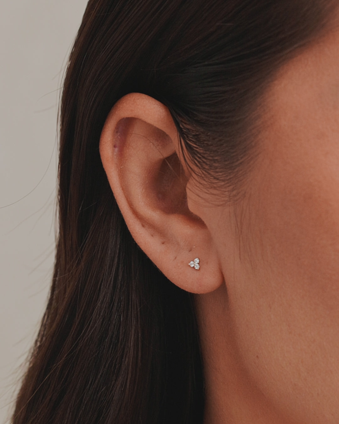 Diamond Bali Flat Back Stud || option::14K Solid Gold