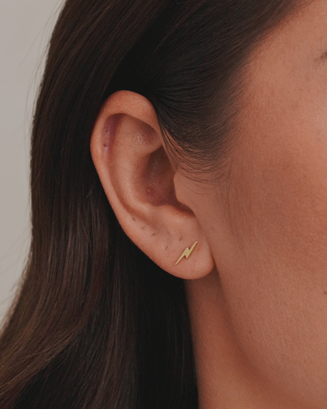 Lightning Charm Stud || option::18K Gold Plated, Lightning