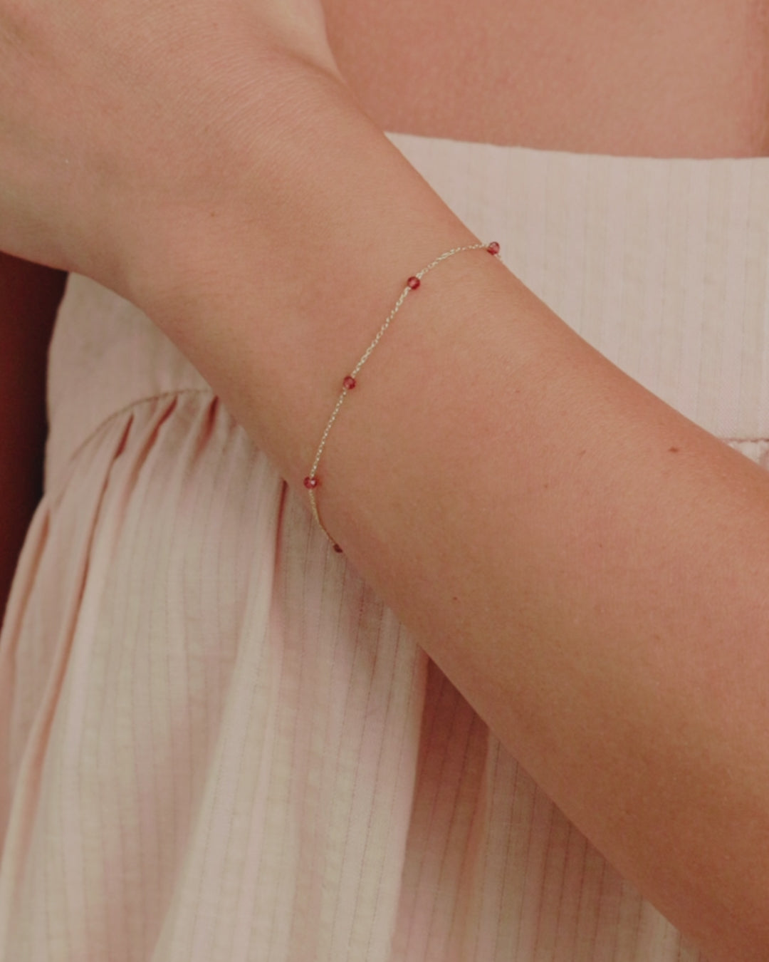 Garnet Newport Bracelet || option::14K Solid Gold, Garnet - January