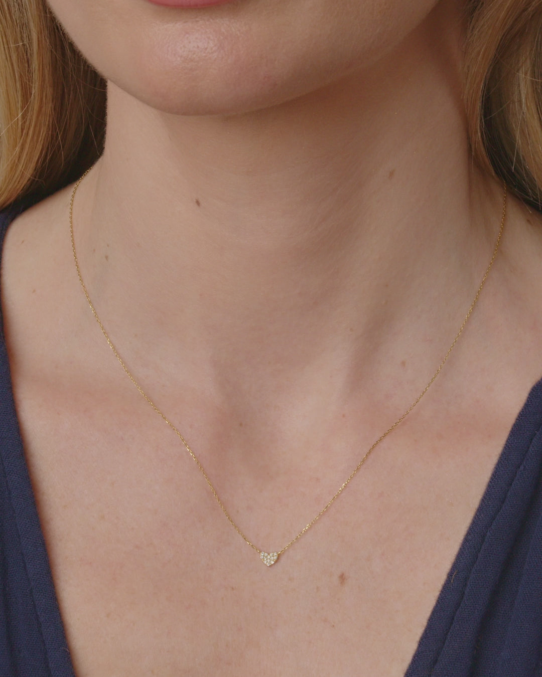 14K gold | gorjana jewelry | Diamond Pave Heart Charm Necklace