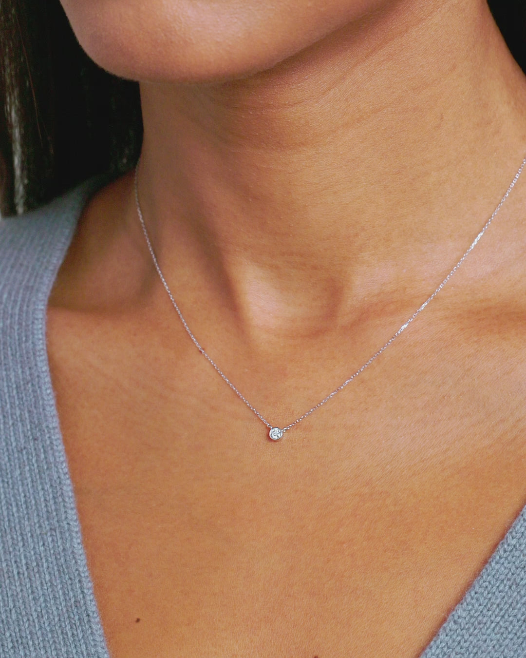 Classic Diamond Necklace || option::14K Solid White Gold