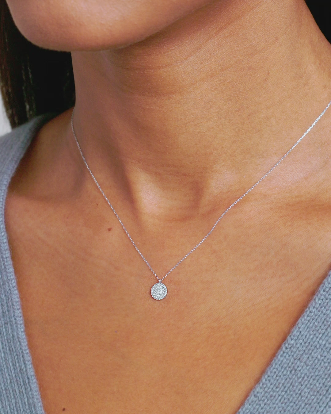 Diamond Pavé NecklaceDiamond Necklace || option::14K Solid White Gold
