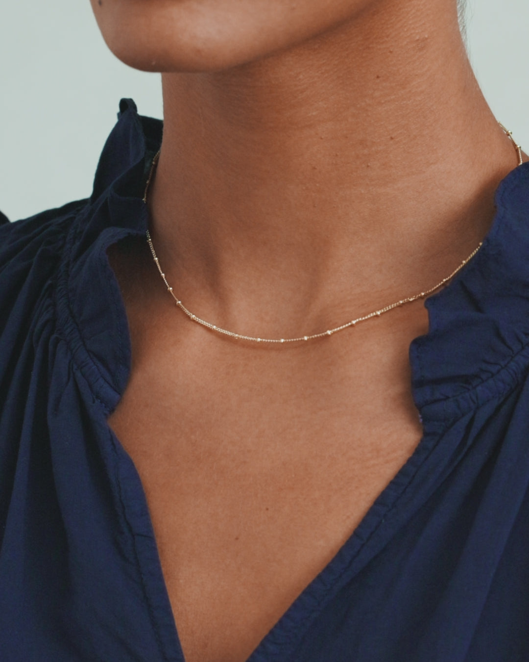 Woman wearing Bali Necklace || option::18K Gold Plated
