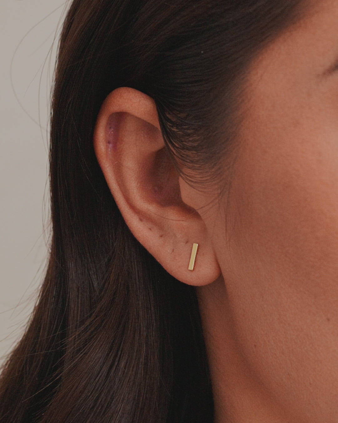 Bar Charm Stud || option::18K Gold Plated