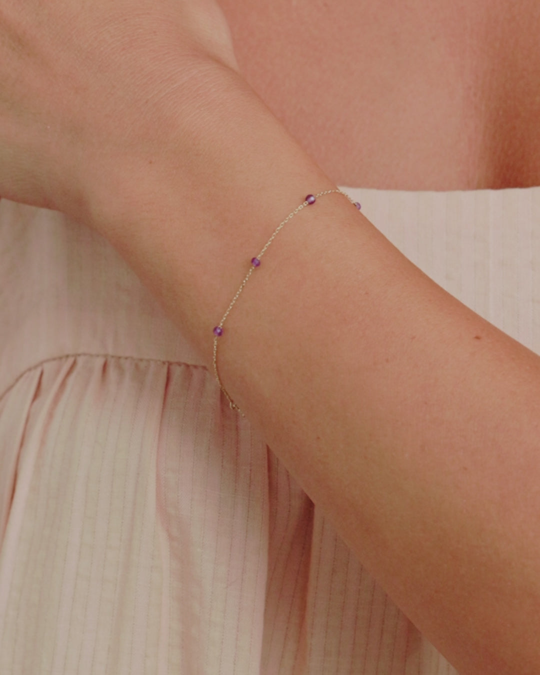 Amethyst Newport Bracelet || option::14K Solid Gold, Amethyst - February