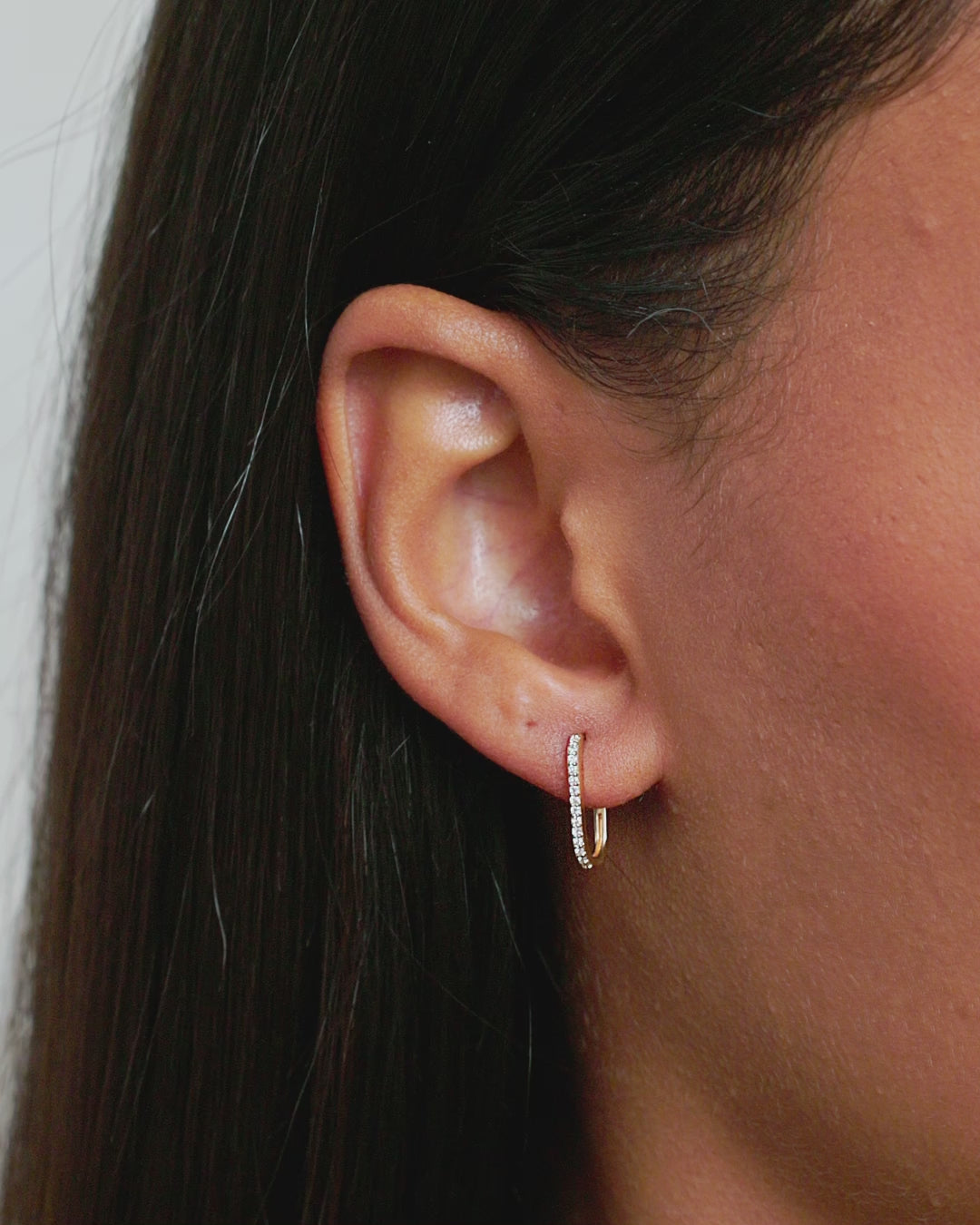 Diamond Parker Link Huggies || option::14K Solid Gold
