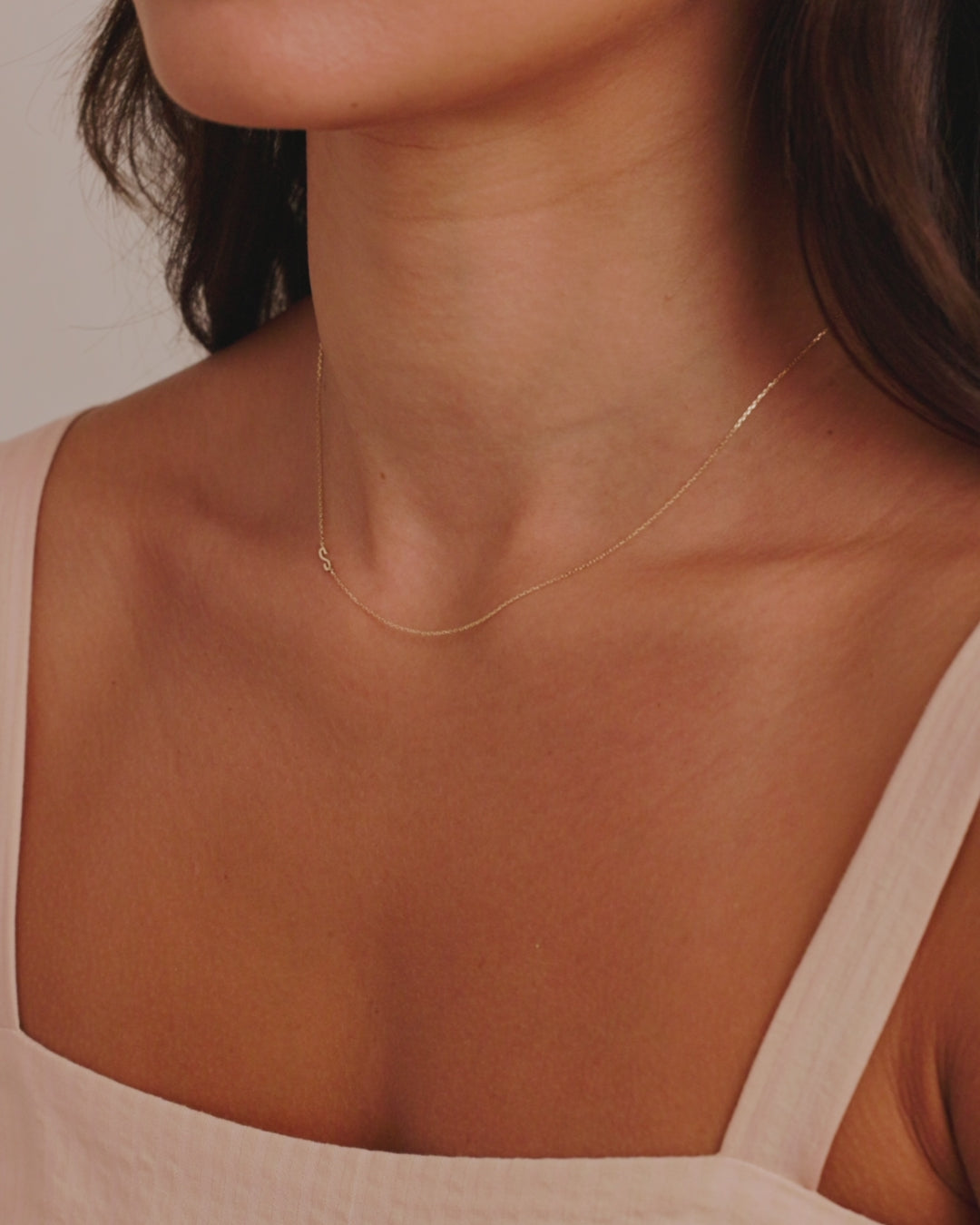Alphabet Necklace || option::14K Solid Gold, s