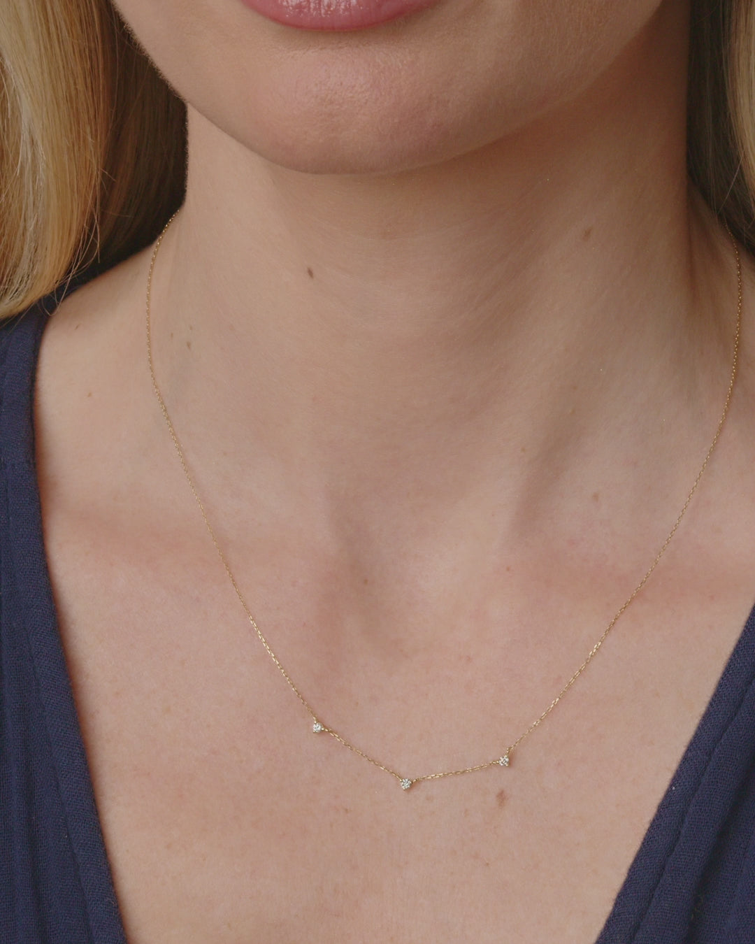 14K gold | gorjana jewelry | Diamond Eve Necklace | Diamond trio necklace | dainty diamond necklace